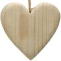 Floristik24 Coração de madeira para pendurar corações decorativos da natureza Dia dos Namorados Dia das Mães 3 unidades