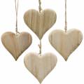Floristik24 Coração decorativo de madeira do Dia dos Namorados para pendurar decoração de madeira natural 4 unidades