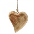Floristik24 Coração de madeira, pingente de coração feito de madeira de mangueira 9×9cm 4uds