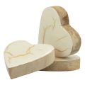 Floristik24 Corações de madeira corações decorativos ouro branco brilho crackle 4,5 cm 8 unidades