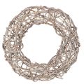 Floristik24 Guirlanda de madeira decorativa, branca natural, Ø30cm, A9,5cm