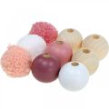Floristik24 Contas de madeira bolas de madeira para artesanato rosa classificada Ø3cm 36pcs