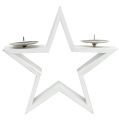 Floristik24 Estrela de madeira com 2 castiçais brancos
