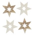 Floristik24 Estrelas de madeira 4cm natural / 72pcs branco