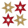 Floristik24 Estrelas de madeira 3,5 cm natural / 72pcs vermelho