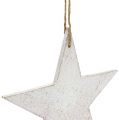 Floristik24 Estrelas de madeira para pendurar 16,5cm / 20cm brancas 6pcs