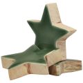 Floristik24 Estrelas de madeira decoração de Natal decoração dispersa verde brilho Ø5cm 8 unidades