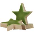 Floristik24 Estrelas de madeira, decorações de Natal, decorações espalhadas, verde claro brilhante Ø5cm 8 unidades