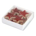 Floristik24 Estrelas de madeira decorativas estrelas vermelhas espalhadas decoração efeito brilhante Ø5cm 12 unidades