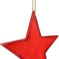 Floristik24 Estrelas de madeira para pendurar 30cm vermelhas 3pçs