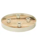 Floristik24 Castiçal para quatro velas finas, bandeja redonda de madeira, 25 cm