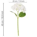 Flor artificial de hortênsia com haste longa para decoração, 48 cm | Floristik24.pt