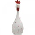 Floristik24 Figura de Páscoa decorativa em madeira de galinha branca com bolinhas Ø7cm A20cm
