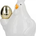 Floristik24 Galinha decorativa com ovo dourado, porcelana figura de Páscoa, decoração de Páscoa galinha H12cm 2pcs