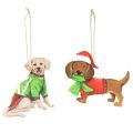 Floristik24 Enfeite de Natal em forma de cachorro, decoração para pendurar, cachorro com cachecol e chapéu, 12 cm, 2 peças