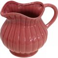 Floristik24 Vaso decorativo, jarro com pega cerâmica branca, rosa, vermelha H14.5cm 3pcs