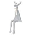 Floristik24 Estatueta decorativa de alce flocada com laço, para pendurar em prateleira, 80 cm