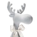Estatueta decorativa de alce flocada com laço, para pendurar em prateleira, 80 cm | Floristik24.pt