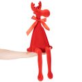 Estatueta decorativa de alce com laço, sentada, revestida de veludo, para decoração de prateleira, 54 cm | Floristik24.pt