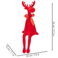 Estatueta decorativa de alce com laço, sentada, revestida de veludo, para decoração de prateleira, 54 cm | Floristik24.pt