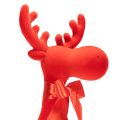 Estatueta decorativa de alce, revestida de veludo, com laço, 80 cm | Floristik24.pt