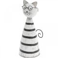 Floristik24 Gato com óculos, figura decorativa para colocar, figura de gato metal preto e branco A16cm Ø7cm