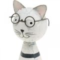 Floristik24 Gato com óculos, figura decorativa para colocar, figura de gato metal preto e branco A16cm Ø7cm