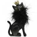 Floristik24 Figura decorativa polyresin de gato com coroa ouro preto H12.5cm 2pcs