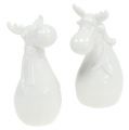 Floristik24 Figura de cerâmica alce 12,5 cm branco 2 unidades