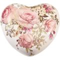 Floristik24 Coração decorativo de cerâmica com rosas faiança para mesa 10,5cm