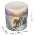 Vela pilar com paisagem de inverno com motivo de burro e cachorro, 10 cm | Floristik24.pt