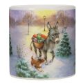 Vela pilar com paisagem de inverno com motivo de burro e cachorro, 10 cm | Floristik24.pt
