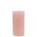 Floristik24 Pilar velas tingidas de rosa 50×100mm 4pcs