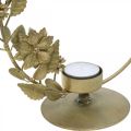 Floristik24 Suporte para velas de chá, cones de flores com laço decorativo dourado H29,5cm
