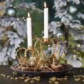 Floristik24 Coroa com castiçal, decoração para o Natal, decoração em metal, coroa decorativa dourada Ø19,5cm A16cm