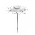 Floristik24 Castiçal flor de metal castiçal para colar Branco gasto Ø9cm