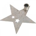 Floristik24 Estrela de decoração de metal, castiçal cônico para prata de Natal, visual antigo 20cm × 19,5cm