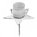 Floristik24 Estrela para colar, castiçal pontiagudo, decoração de Advento, castiçal em metal branco, shabby chic Ø6cm