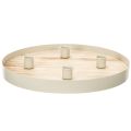 Floristik24 Bandeja redonda de madeira para quatro velas finas, 30 cm