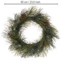 Coroa artificial de ramos de pinheiro com pinhas, 60 cm | Floristik24.pt