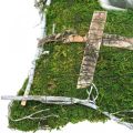 Floristik24 Almofada de musgo e cipós com cruz para sepultura 25x25cm