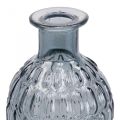Floristik24 Vaso de vidro pequeno vaso favo de mel vidro azul cinza H20cm 6 pçs