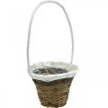Floristik24 Cesta de alça, cesta natural para plantio, cesta de flores redonda natural, branco H49cm Ø23,5cm