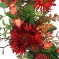 Floristik24 Grinalda de outono, flores de seda, gerbera vermelha, cardo, porta, grinalda, Ø42cm