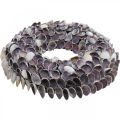 Floristik24 Coroa de conchas, conchas naturais violetas lascadas, anel feito de conchas Ø25cm