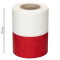 Fita de guirlanda moiré branca e vermelha, 125 mm - fita de luto, fita decorativa, fita para laços, fita festiva, rolo de 25 m | Floristik24.pt