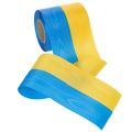 Fita de guirlanda em moiré azul e amarelo, 100 mm, fita nacional, fita de clube, fita decorativa, fita festiva de luto, acetato | Floristik24.pt