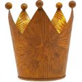 Floristik24 Suporte de luz de chá coroa decoração de metal com aparência de ouro ferrugem H11cm