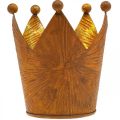 Suporte de luz de chá coroa decoração de metal com aparência de ouro ferrugem H10cm | Floristik24.pt