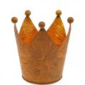 Floristik24 Suporte de luz de chá coroa decoração de metal com aparência de ouro ferrugem H10cm